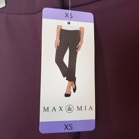 Max Mia Ankle Crop Ponte Pants Maroon XS NWT - Picture 2 of 4